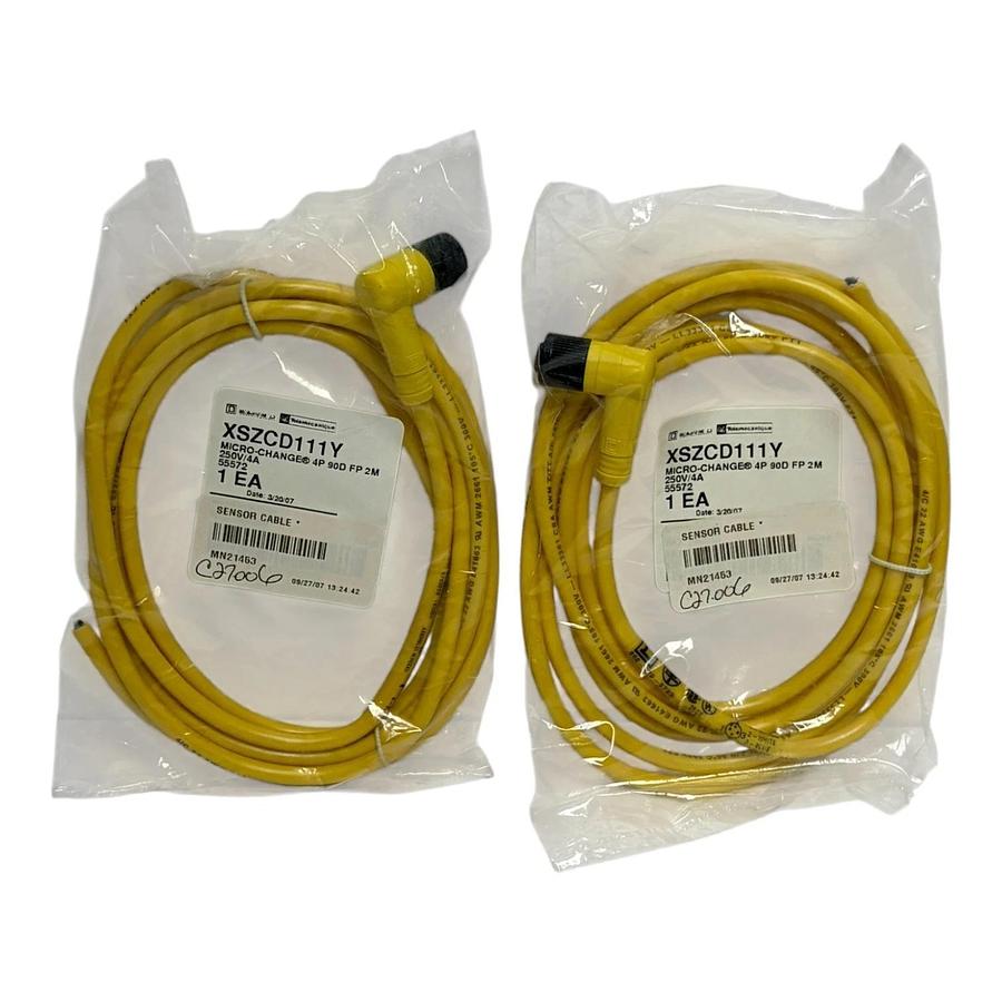 Used LOT OF 2 NEW Telemecanique XSZCD111Y Micro-Change 4-Pin 90° Sensor Cables 2M