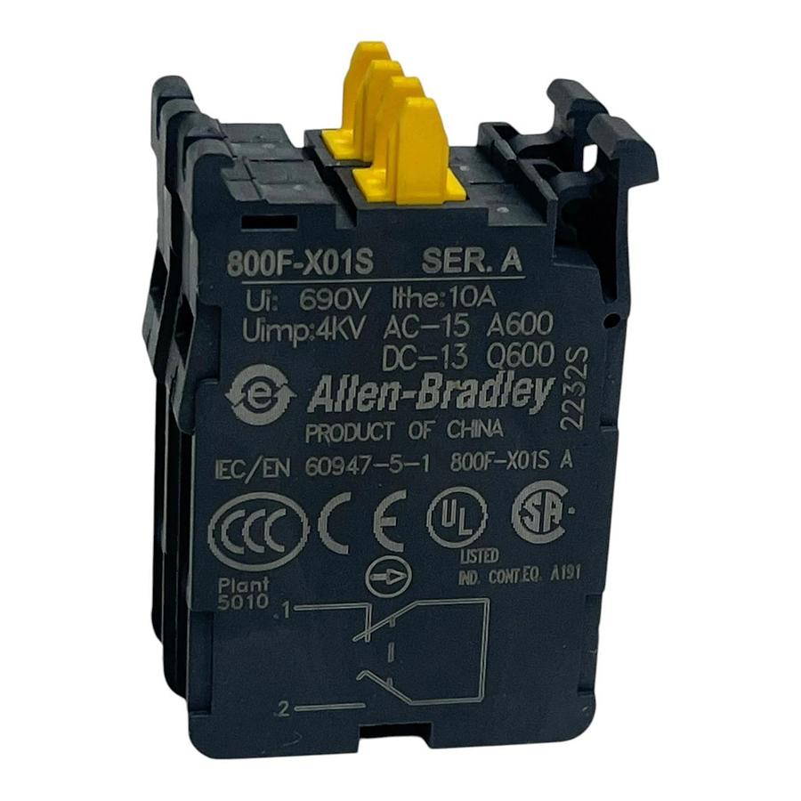 (LOT OF 2) Allen-Bradley 800F-X01S Ser. A Contact Blocks - NEW SURPLUS