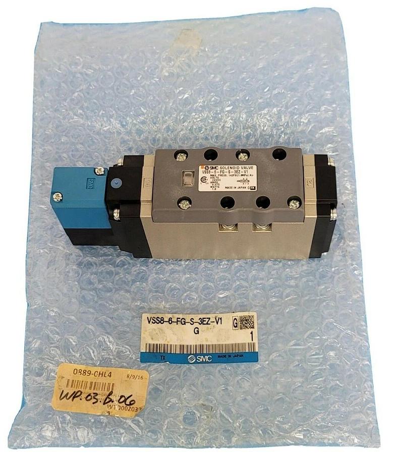 Used NEW SMC VSS8-6-FG-S-3EZ-V1 SOLENOID VALVE 24 VDC 0.075 AMP 1.8 W