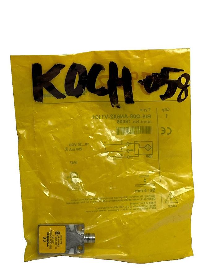 Used Turck Bi5-Q08-AN6X2-V1131 Inductive Proximity Sensor 10-30VDC NPN 5mm