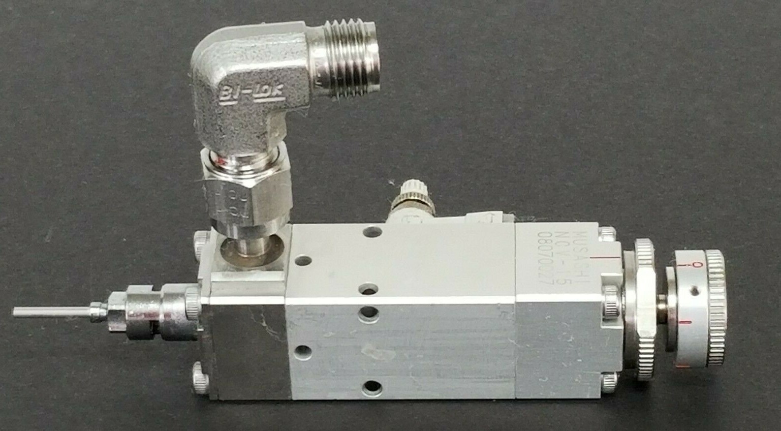 Used MUSASHI NCV-15 PNEUMATIC NEEDLE CONTROL DISPENSE VALVE 08070027 NCV15