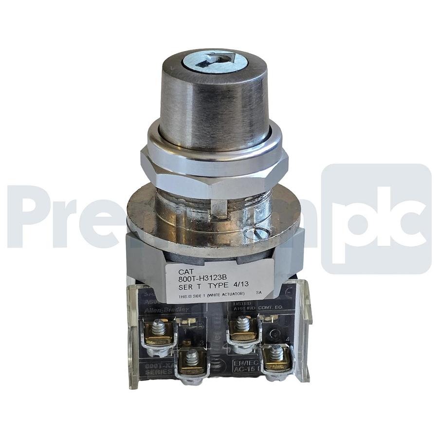 Allen-Bradley 800T-H3123B /T Selector Switch 30mm 2Pos Cyl. Lock 2 NO/2 NC NSNP