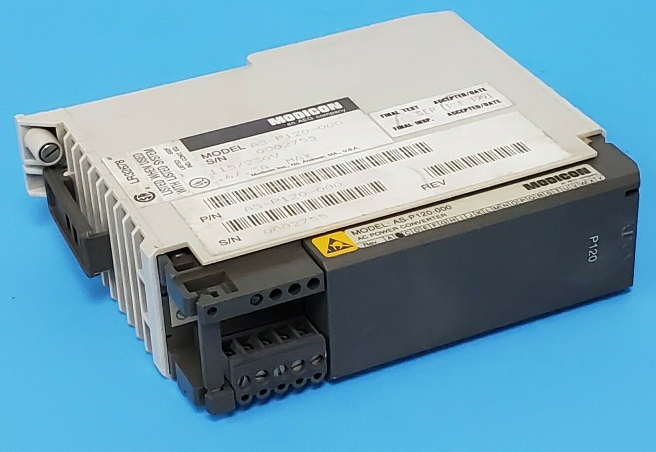 Used AEG / MODICON AS-P120-000 AC POWER CONVERTER REV. B 115/230V .6/.3A ASP120000