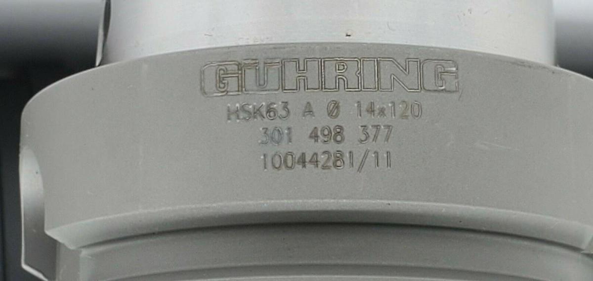 Used NEW GUHRING HSK63-A 0 14X120 TOOL HOLDER ASSY CT-62595 W/ CT-62596 14MM STEPDRIL