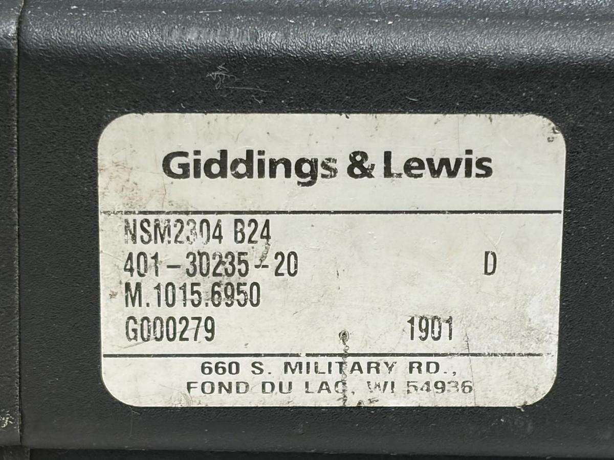 Used Giddings & Lewis NSM2304 B24 Servo Motor M.1015.6950 w/Micron XDT60-010 Gearbox
