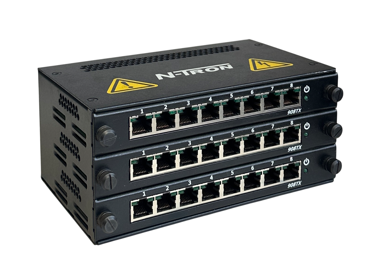 Used RED LION N-TRON 900B EtherNet CHASSIS / 3 N-TRON 908TX EtherNet SWITCHES USNP