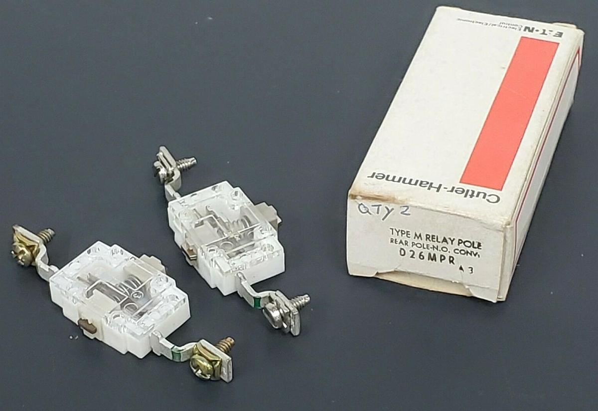 LOT OF 2 NIB CUTLER HAMMER D26MPR N.O. REAR POLE CONTACT RELAYS SER. A3