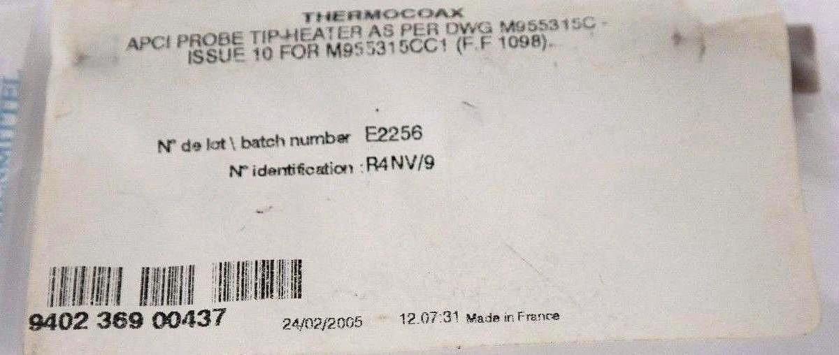 Used NEW WATERS THERMOCOAX 279000112 APCI PROBE HEATER ASSEMBLY M955315CC1 R4NV/9