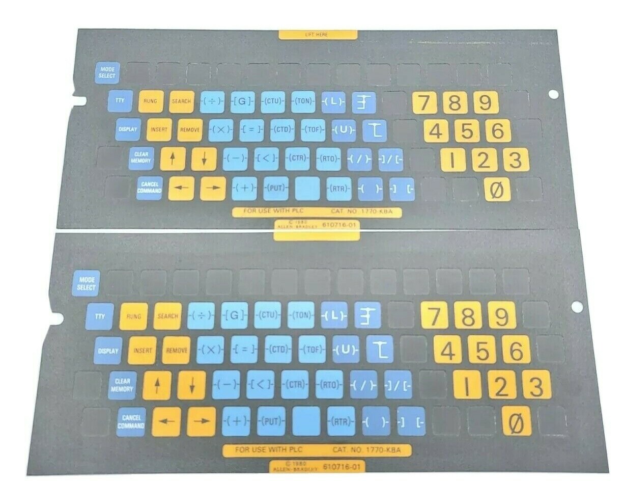 Used LOT OF 2 NEW ALLEN BRADLEY 610716-01 KEYBOARD OVERLAYS 1771-KBA