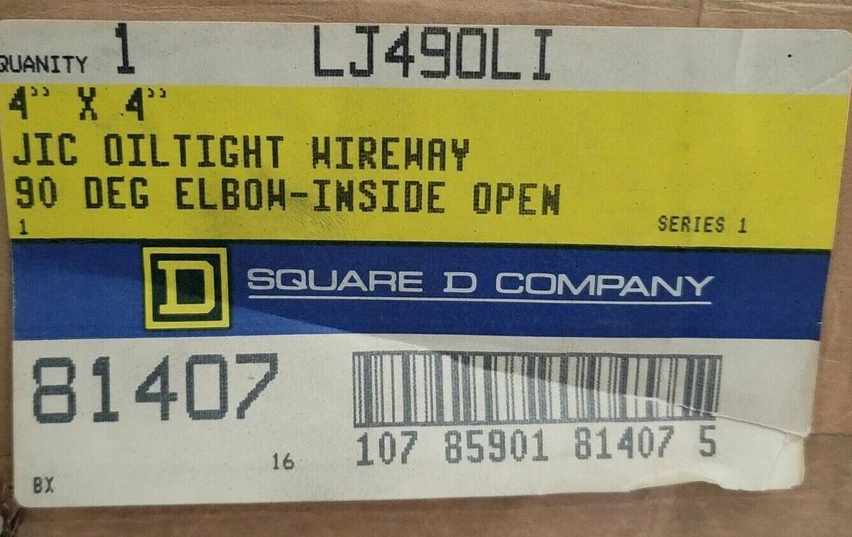 NEW SQUARE D LJ490LI JIC OILTIGHT WIREWAY 90 DEG. ELBOW 4''X4'' SER. 1