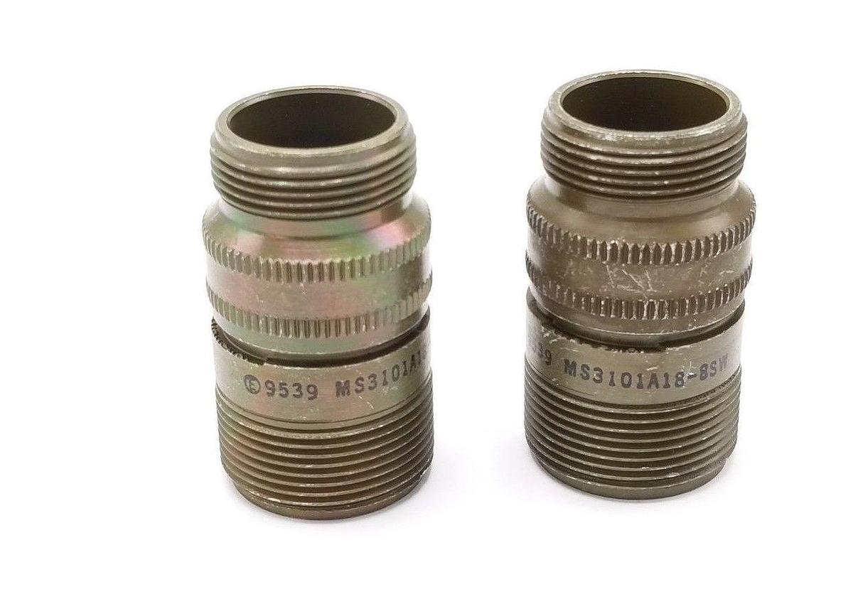 Used LOT OF 2 NEW AMPHENOL MS3101A18-8SW CIRCULAR CABLE CONNECTORS MS3101A188SW