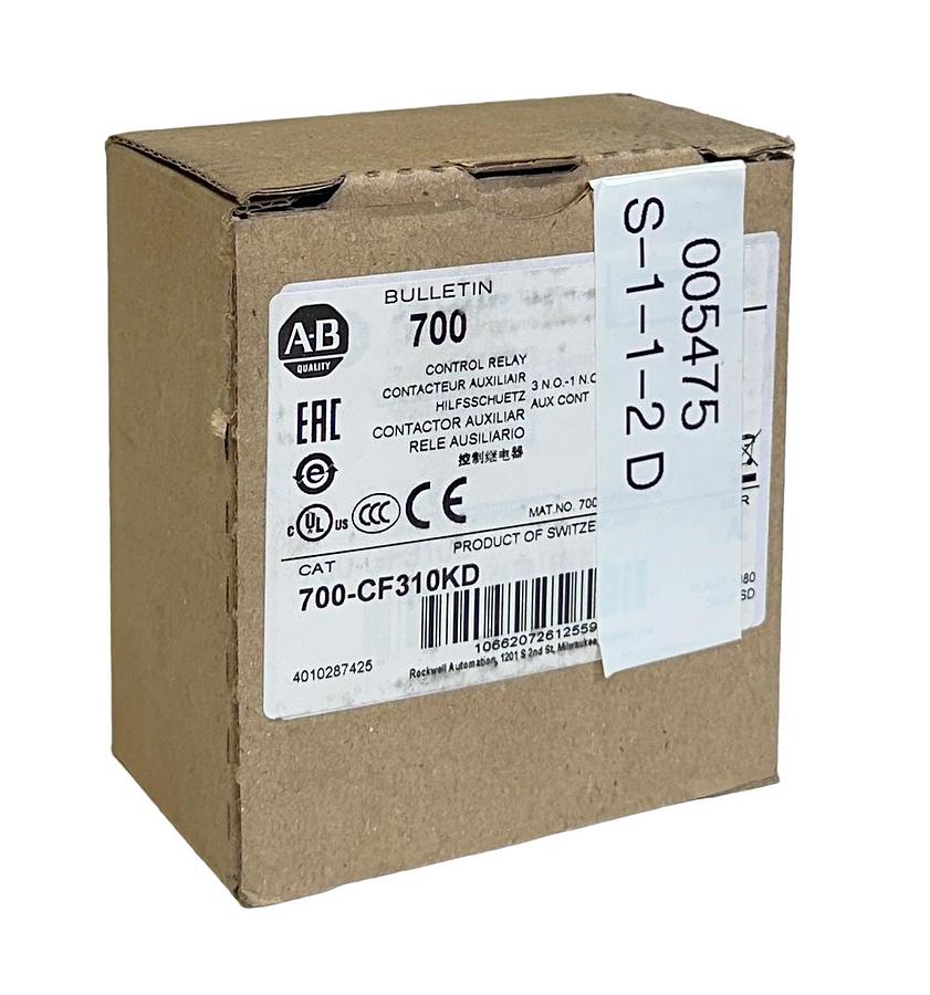 Used ALLEN BRADLEY 700-CF310KD /A CONTROL RELAY CONTACTOR 110V 50/60Hz NSMP