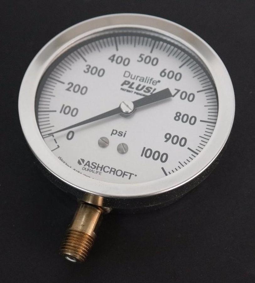 NIB ASHCROFT 35-1009-AW-02L-1000#-LL DURALIFE GAUGE 3-1/2 INCH, 1QA-42178-017