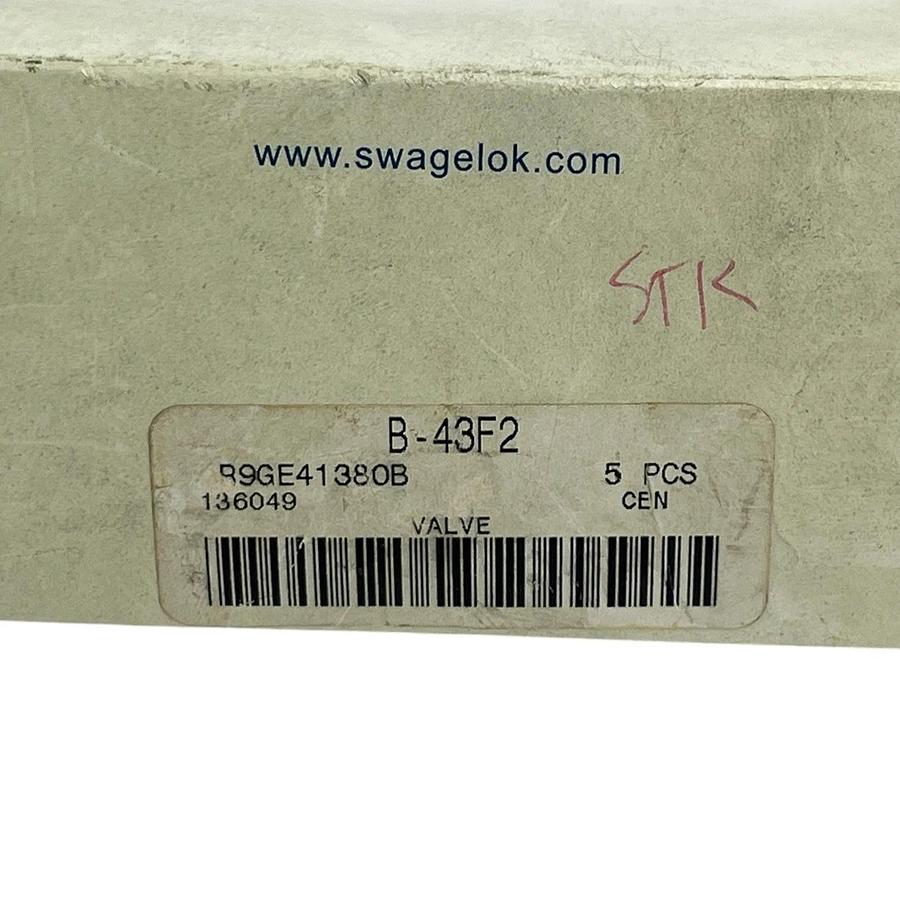 Swagelok B-43F2 Brass 40 Series 2-Way Ball Valve 1/8" FNPT Box of 5 Pack - New