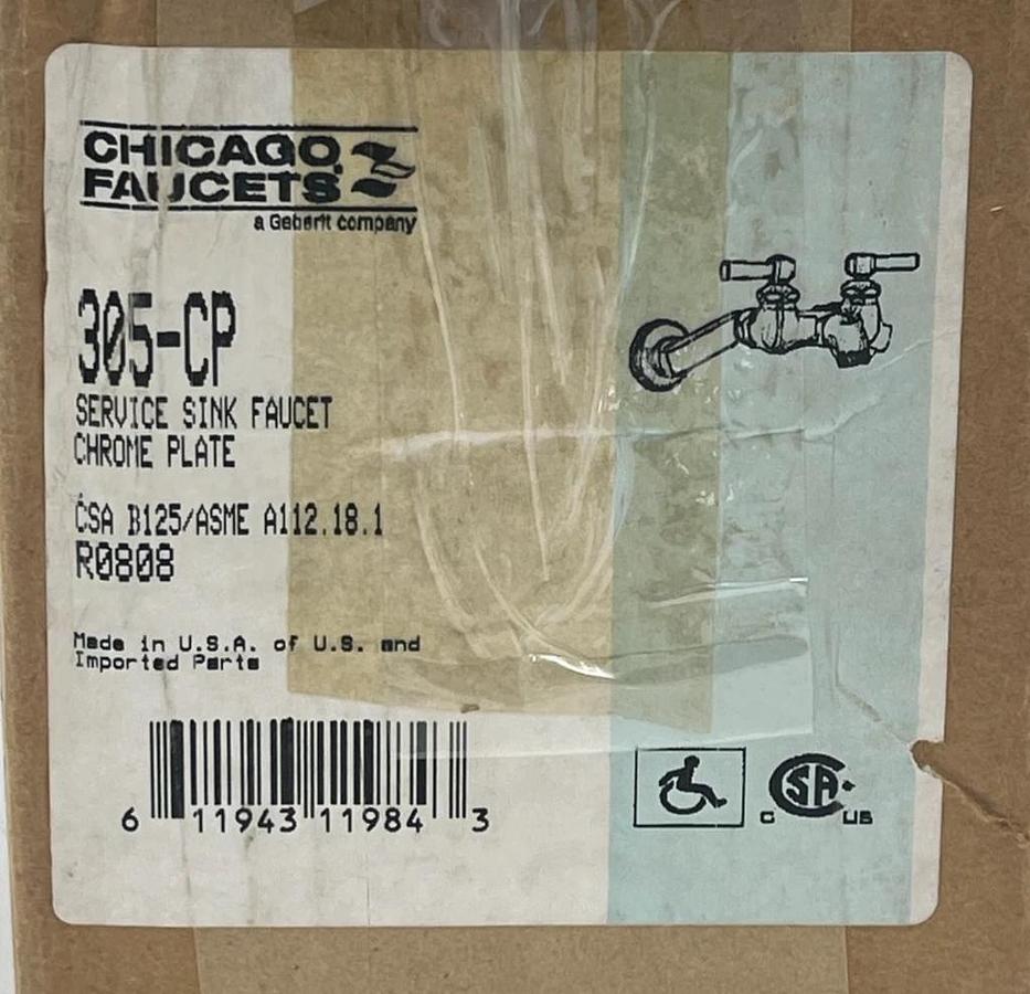 Chicago Faucets 305-CP Service Sink Faucet Wall Mount Adjustable Centers Chrome