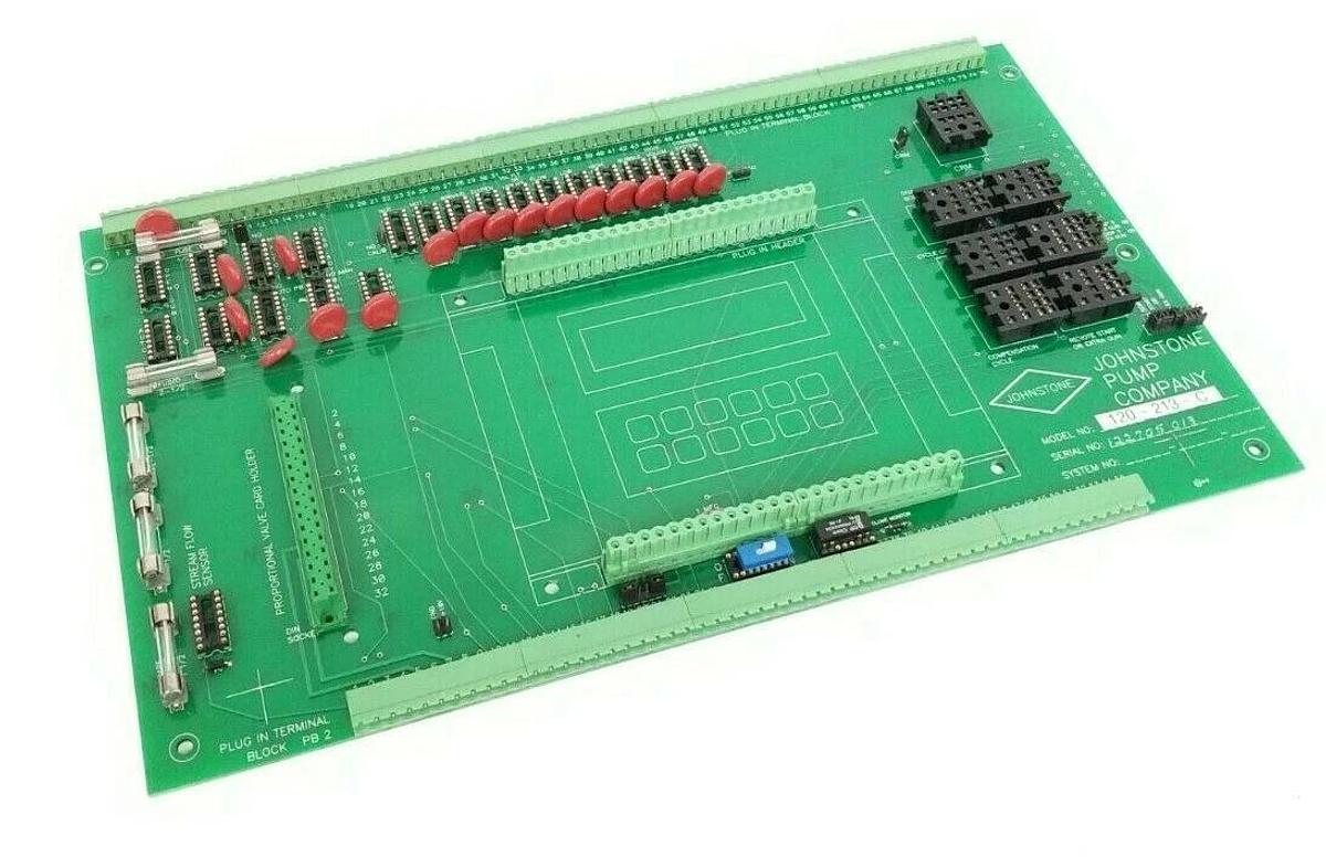Used JOHNSTONE PUMP CO. 120-213-C CONTROL BOARD W/O RELAYS A073B 120213C