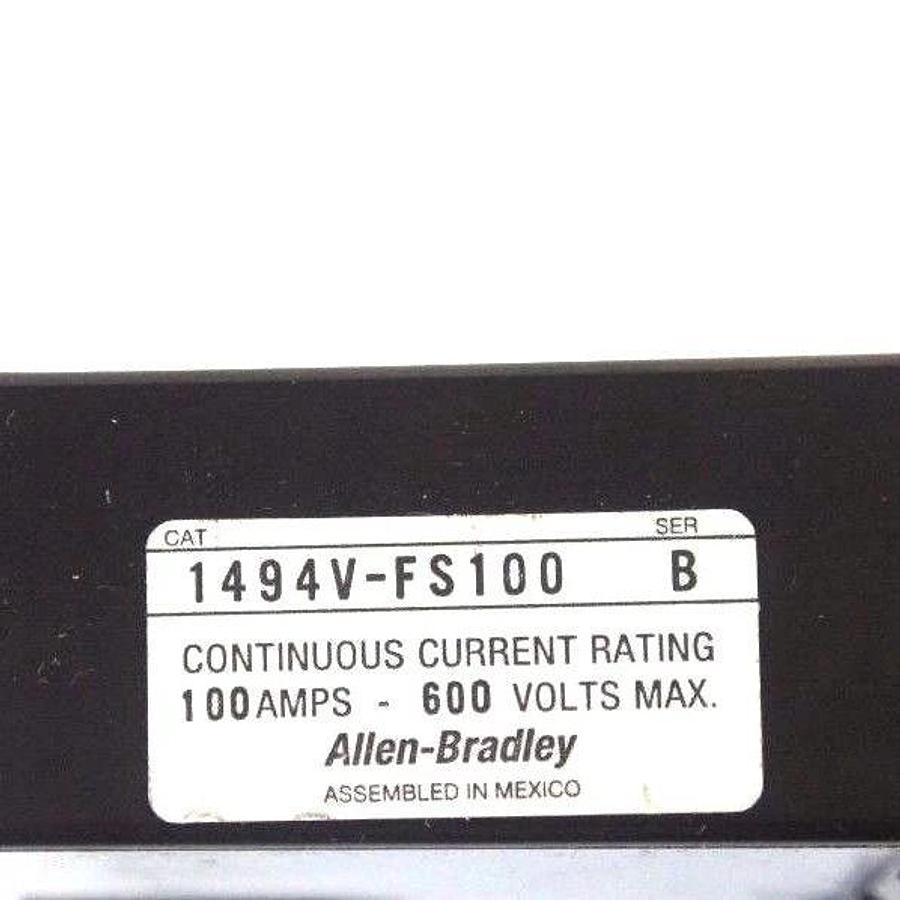 Used ALLEN BRADLEY 1494V-FS100 SERIES B FUSE BLOCK 1494VFS100, 100A, 600V
