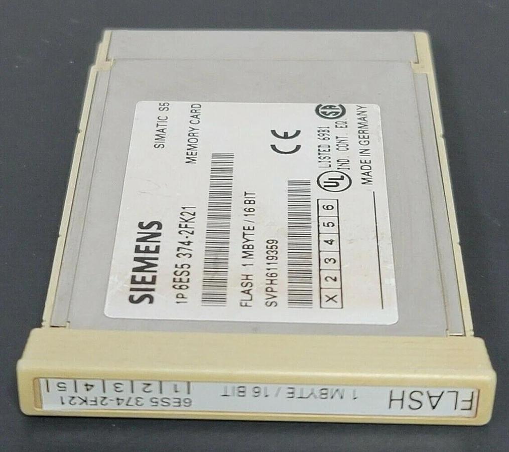 Used SIEMENS 6ES5-374-2FK21 SIMATIC S5 MEMORY CARD FLASH 1 MBYTE/16 BIT, 6ES53742FK21