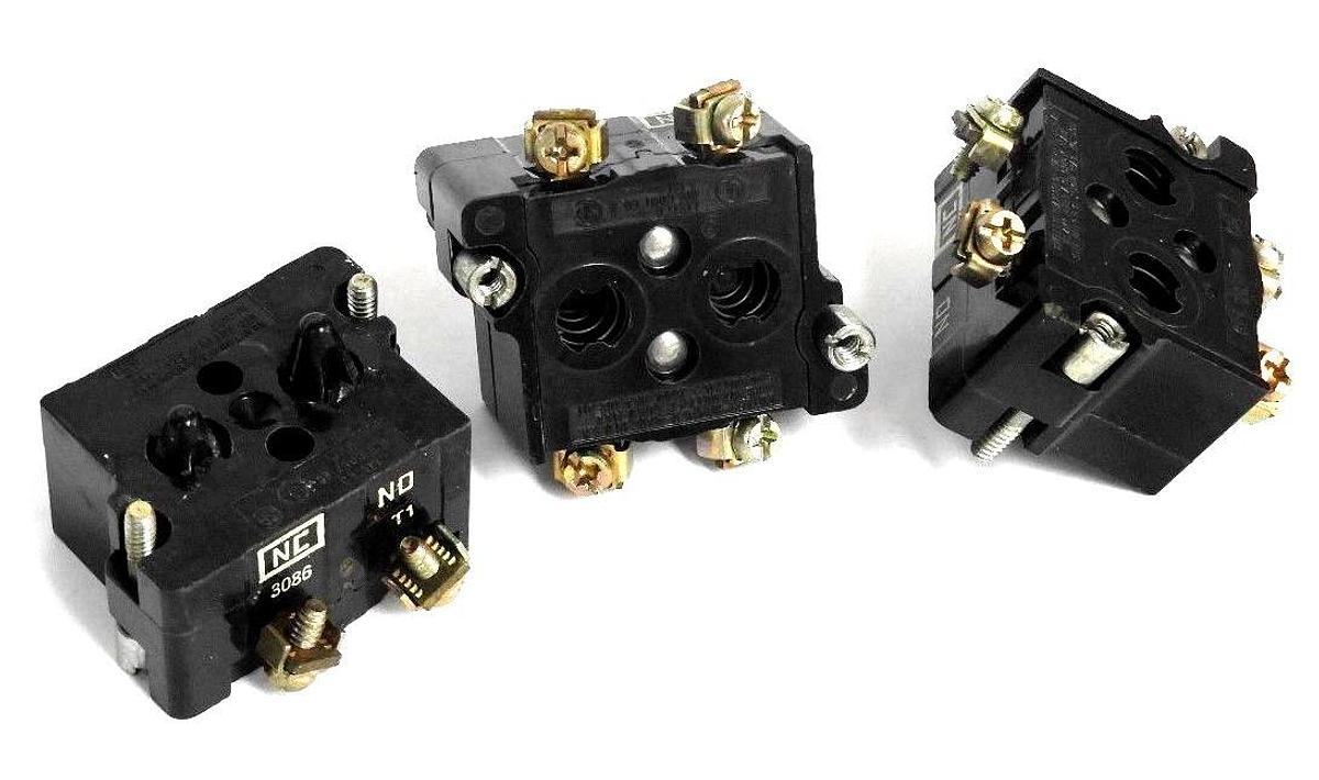 Used LOT OF 3 CUTLER HAMMER 10250T HEAVY DUTY CONTACT BLOCKS 600V MAX