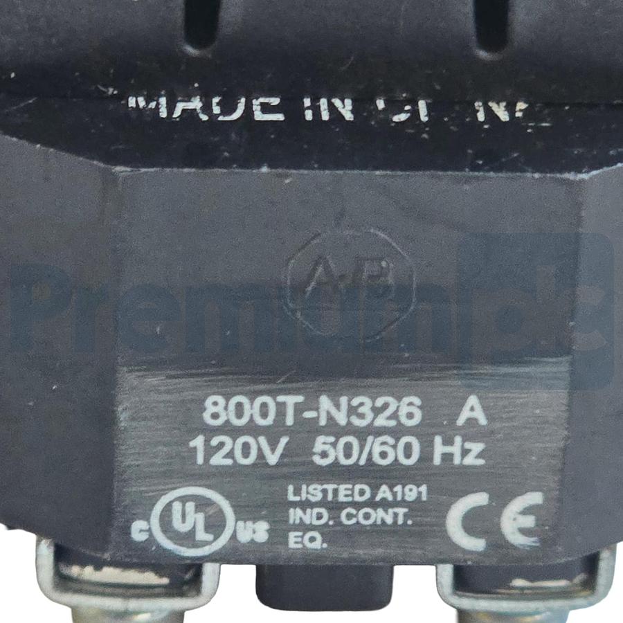 Used Allen-Bradley 800T-16HGH2KB6AX /V Selector Switch 30mm 2-Pos Green LED 120V NSNP