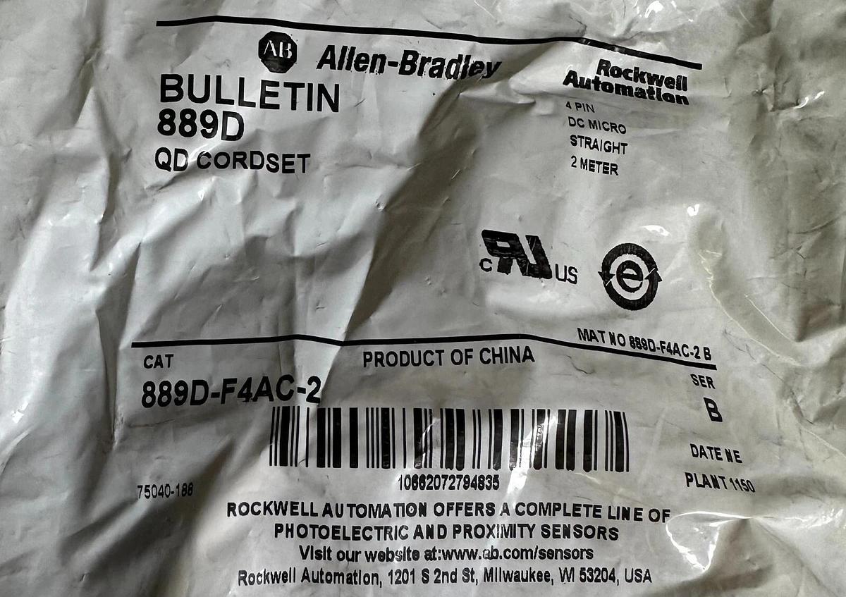 Used 4 NEW ALLEN BRADLEY 889D-F4AC-2 /B BULLETIN 889D QD CORDSETS 4-PIN 2M STRAIGHT