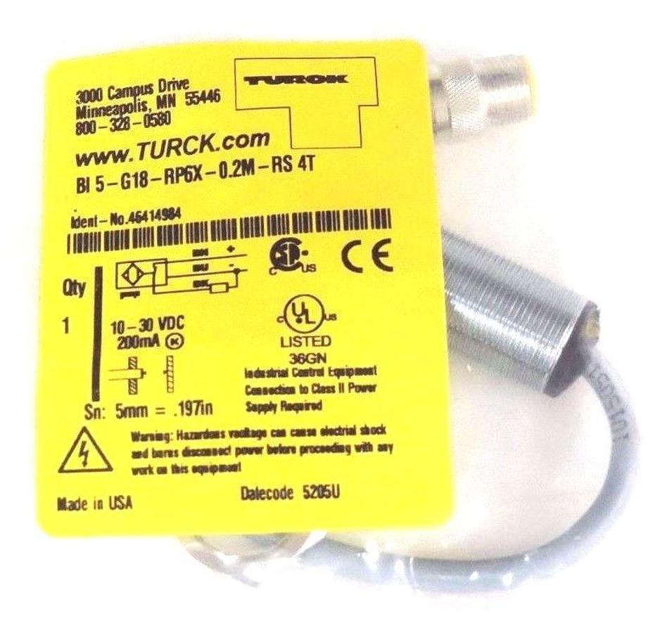 Used NEW TURCK BI5-G18-RP6X-0.2M-RS4T SENSOR BI5G18RP6X02MRS4T IDENT-NO. 46414984