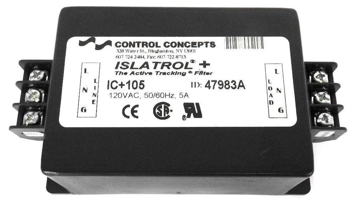 Used CONTROL CONCEPTS IC+105 ISLATROL FILTER ID: 47983A, 120VAC, 50/60HZ, 5A