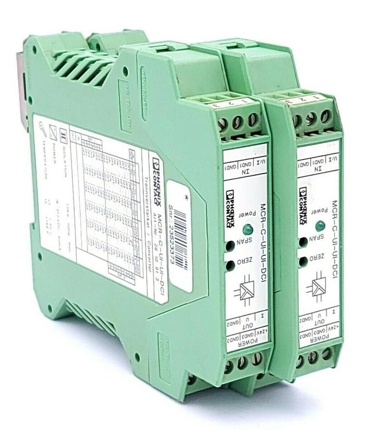 Used LOT OF 2 PHOENIX CONTACT MCR-C-UI-UI-DCI COMMUNICATION INTERFACE MODULES 2810913