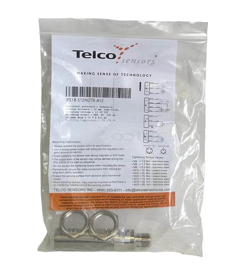 Used NEW TELCO SENSORS IPS18-S12NO79-A12 / IPS18S12NO79A12 INDUCTIVE PROXIMITY SENSOR