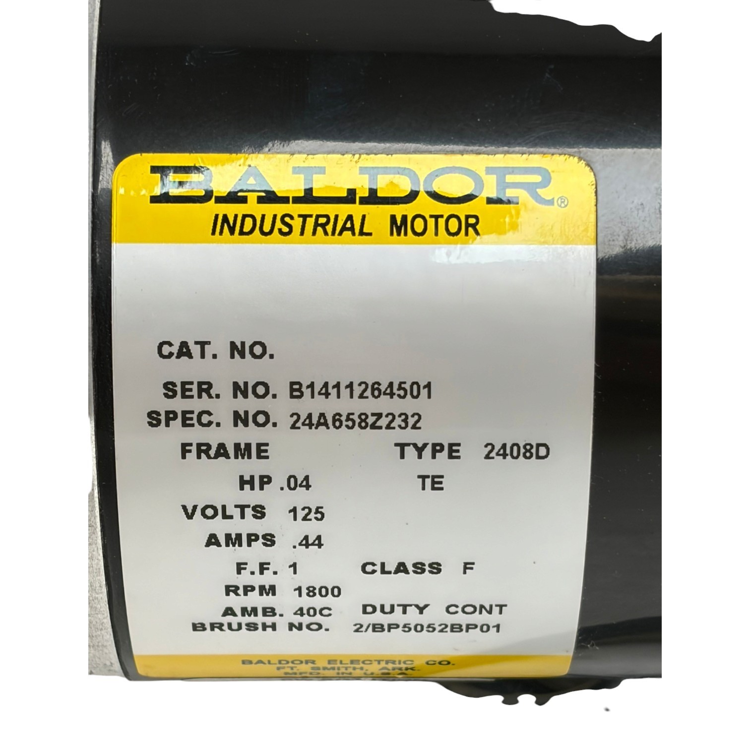 Used Baldor 24A658Z232 Type 2408D Industrial DC Motor 0.04 HP 1800 RPM 125V TE