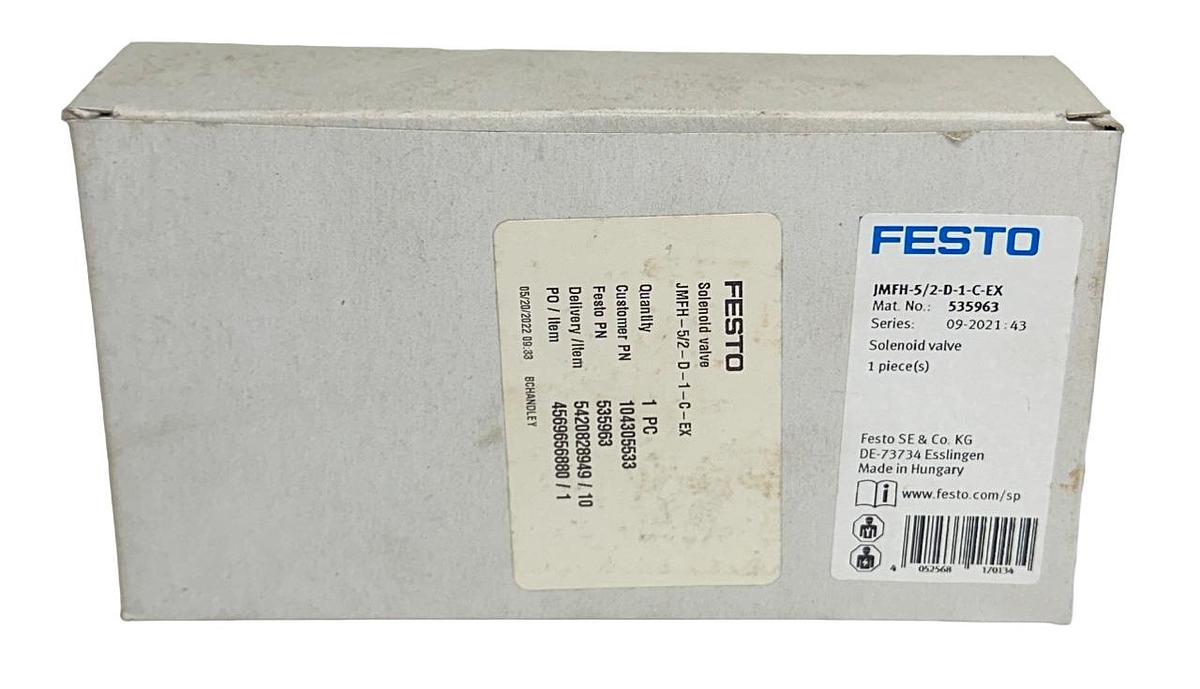 Used NEW FESTO JMFH-5/2-D-1-C-EX / 535963 ELECTRICAL SOLENOID VALVE 5/2 ISO NSMP