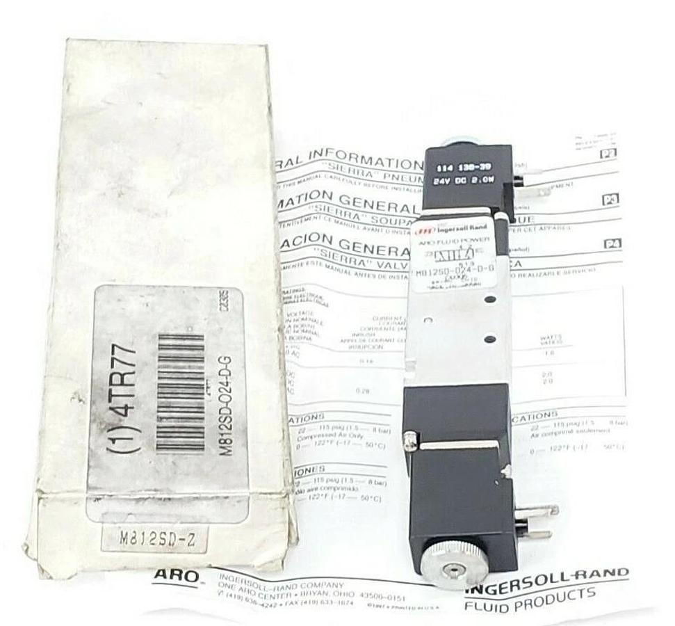 NEW ARO INGERSOLL RAND M812SD-024-D-G SOLENOID VALVE 114 138-39, 24V DC, 2.0W