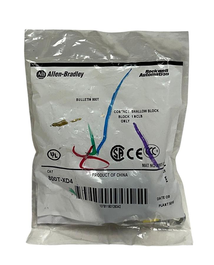 Used ALLEN BRADLEY 800T-XD4 /E BULLETIN 800T SHALLOW CONTACT BLOCK 600VAC NSFS