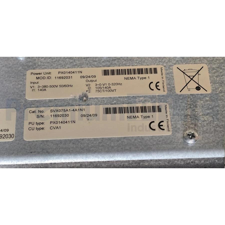 Used EATON CUTLER HAMMER SVX075A1-4A1N1 SVX9000 SERIES VFD AC DRIVE 75HP/480V/3P USPI
