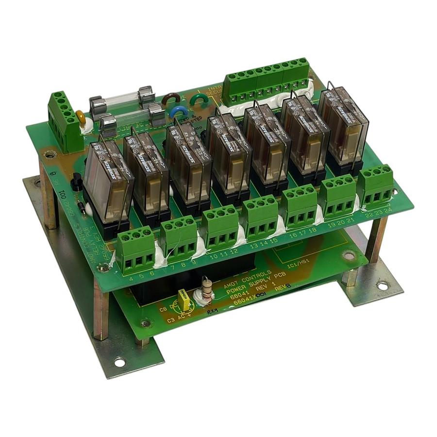 Used Amot Controls 66041 Power Supply & Relay PCB Board Assembly 7004422