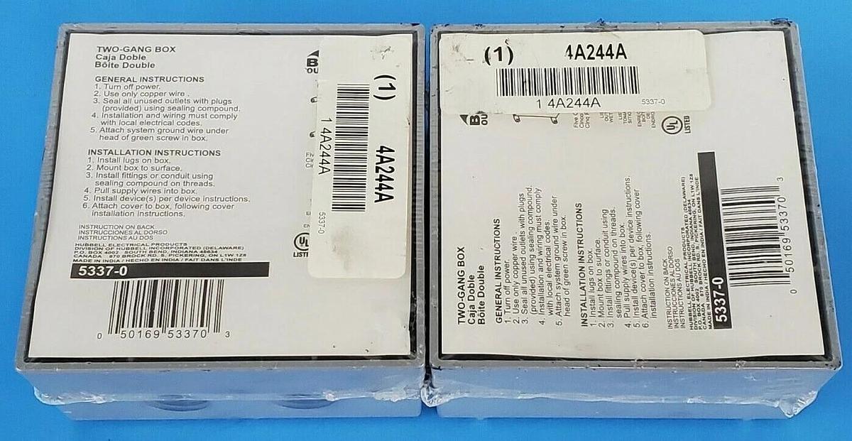 Used LOT OF 2 NEW BELL OUTDOORS 5337-0 TWO-GANG BOX 4A244A