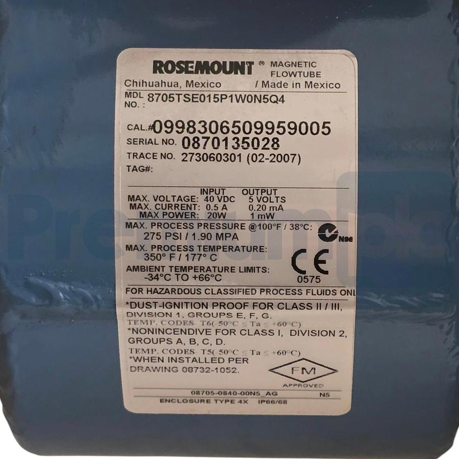 Used Rosemount 8705 Flanged Magnetic Flowtube 1.5" DN40 #150 8705TSE015P1W0N5Q4 NSNP