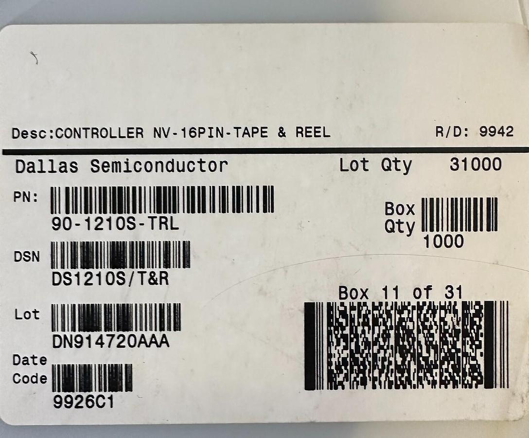 Used 600 NEW DALLAS SEMICONDUCTORS 90-1210S-TRL / DS1210S MICROCONTROLLERS 16-PIN NV
