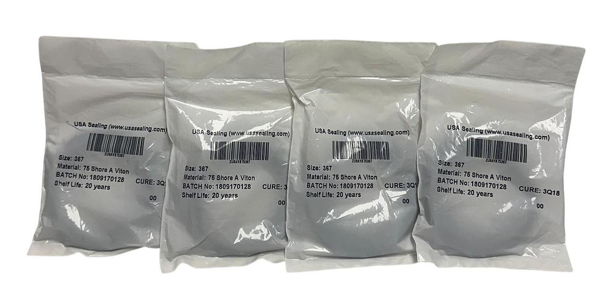 Used 4 USA SEALING ZUSAVB75367 VITON O-RINGS DUROMETER 75 SIZE 367 OEM BROWN NSFS