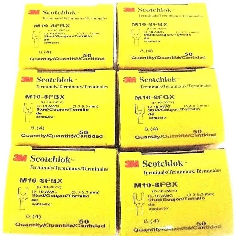 Used LOT OF 300 3M SCOTCHLOK M10-8FBX BLOCK FORK TERMINALS M108FBX, 12-10 AWG