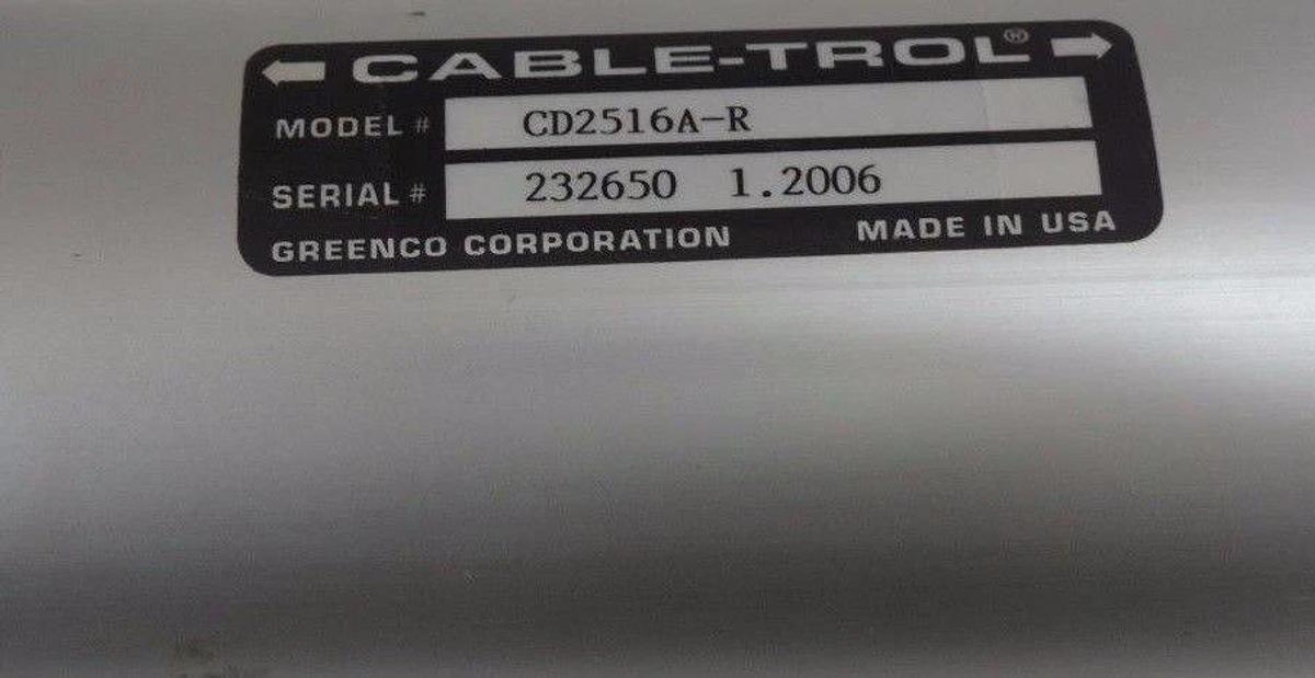 NEW GREENCO CABLE-TROL CD2516A-R DOUBLE CABLE CYLINDER W/SENSORS