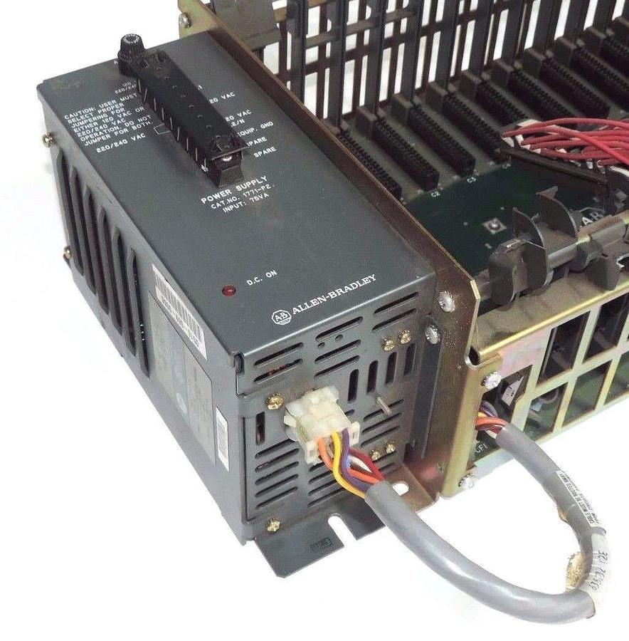 Used ALLEN BRADLEY 1771-A4B 16 SLOT I/O CHASSIS W/ 1771-P2 POWER SUPPLY