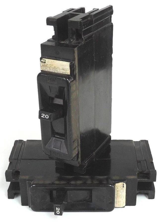 Used LOT OF 2 FEDERAL PACIFIC NEF-SWD CIRCUIT BREAKERS 15AMP 277V LK-2387 NEFSWD