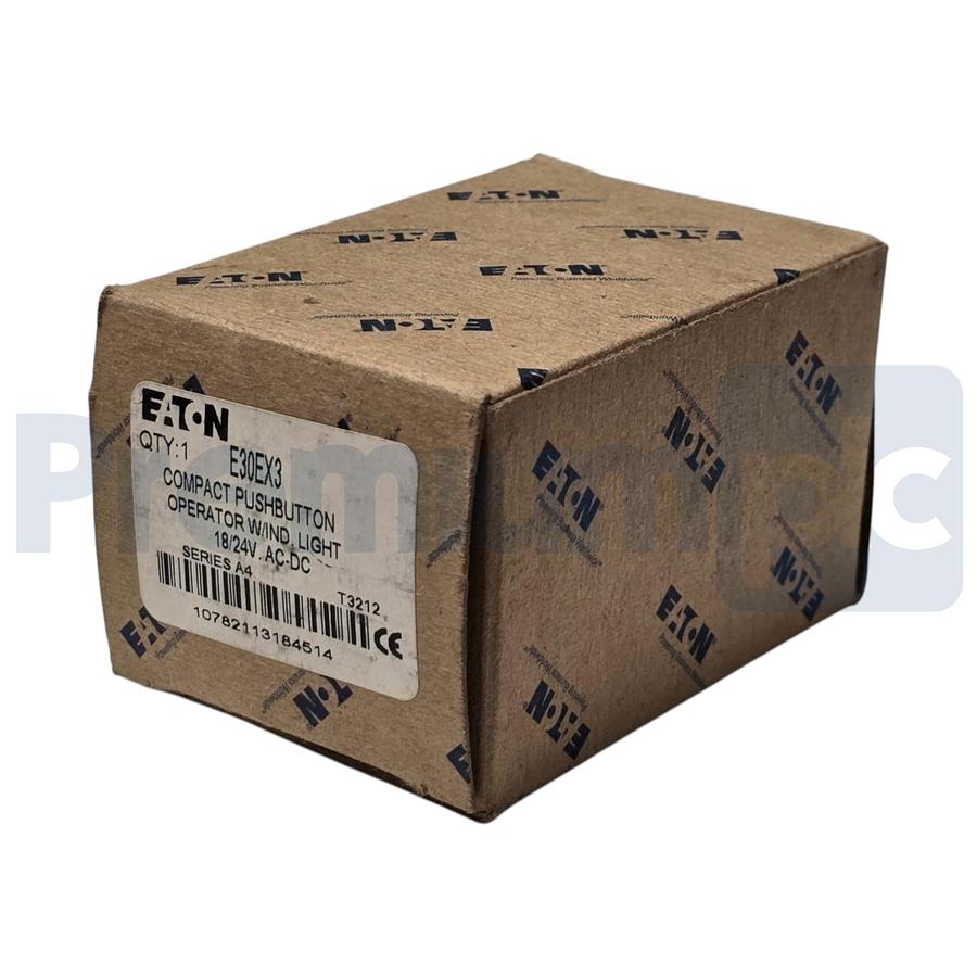 Used Eaton E30EX3 Compact Pushbutton Operator w/ Ind. Light 18/24V AC-DC Series A4