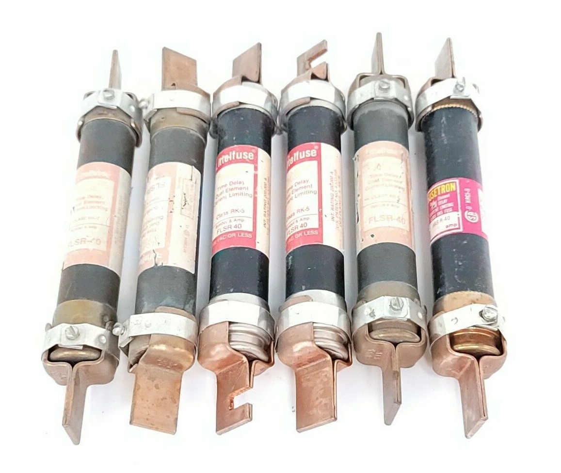 Used LOT OF 6 LITTELFUSE FLSR-40 CLASS RK-5 SLO BLO TIME DELAY DUAL ELEMENT FUSES