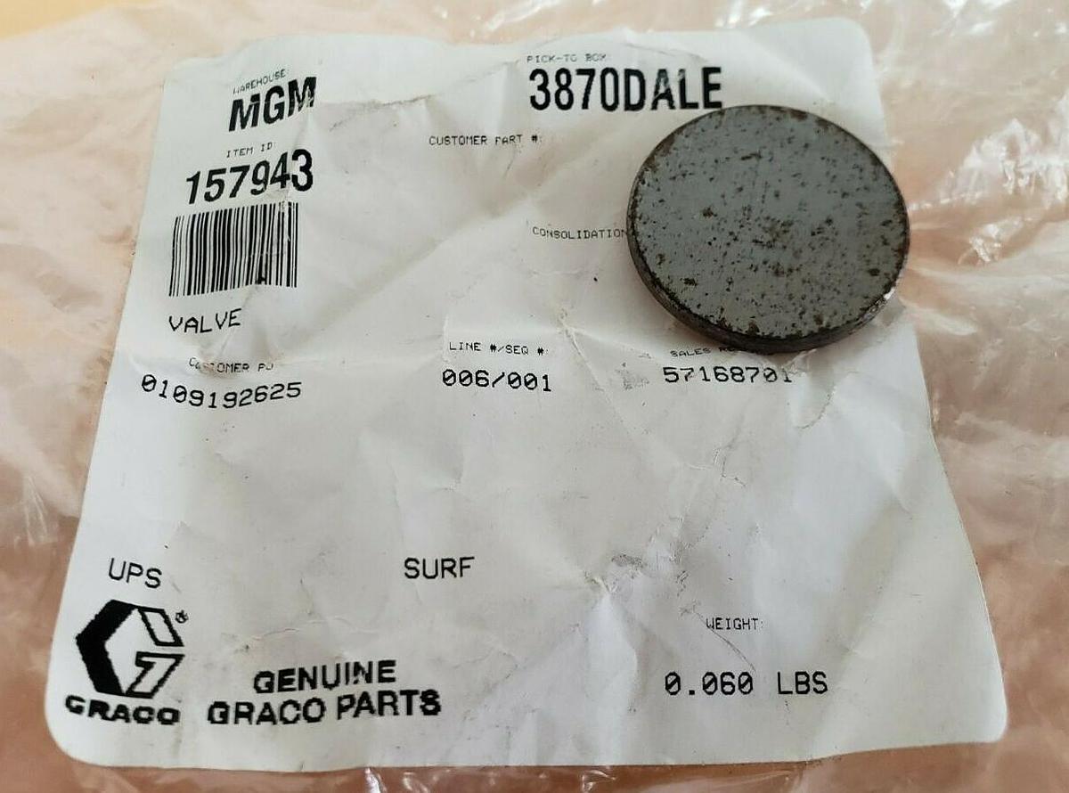Used LOT OF 6 NEW GRACO 157943 VALVE DISCS
