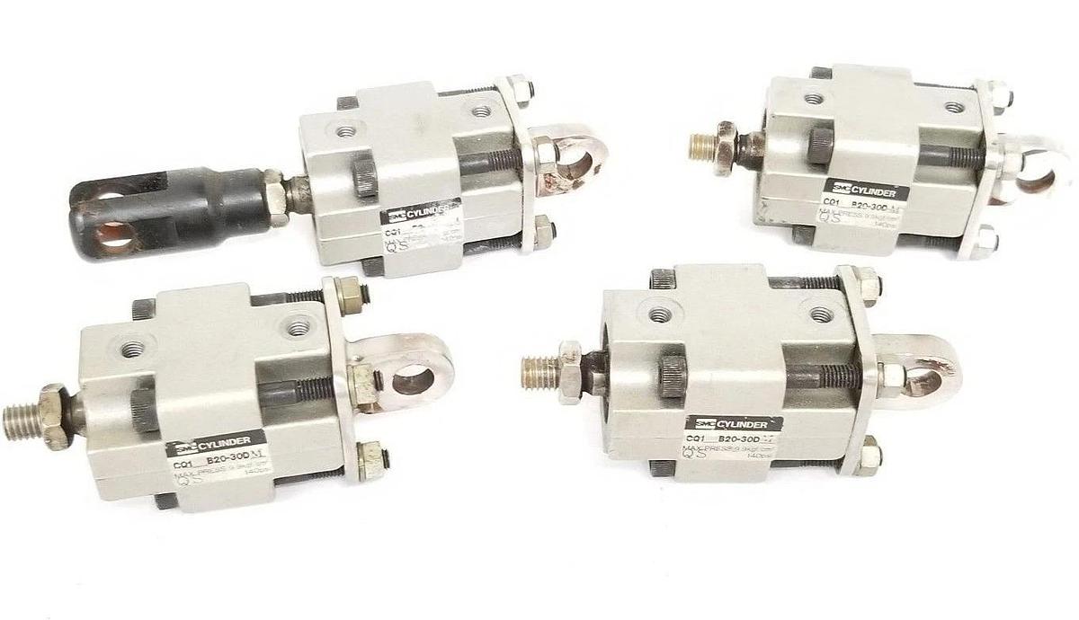 Used LOT OF 4 SMC CQ1B2030DM CYLINDERS CQ1-B20-30DM, 140 PSI