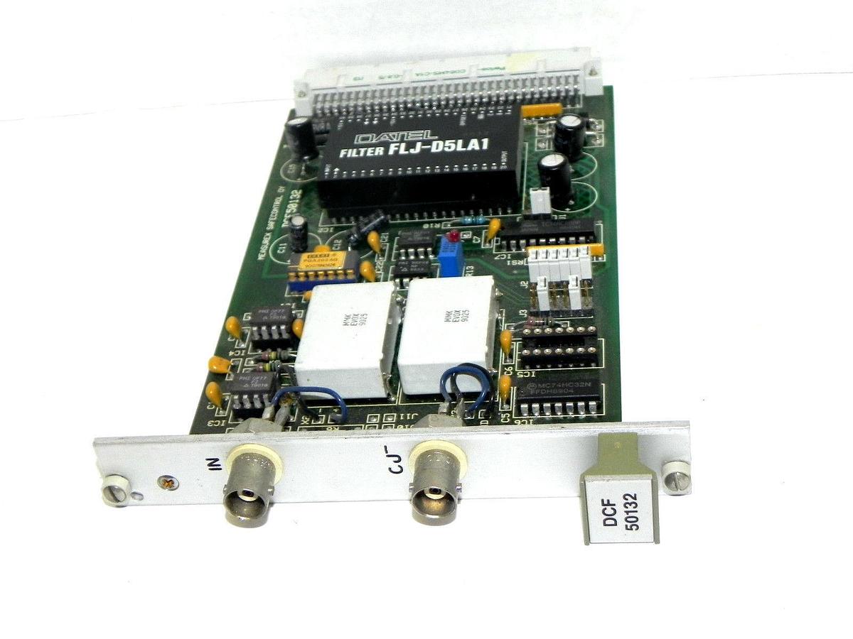 Used MEASUREX SAFECONTROL OY DCF50132 PC BOARD W/ DATEL FLJ-D5LA1 FILTER