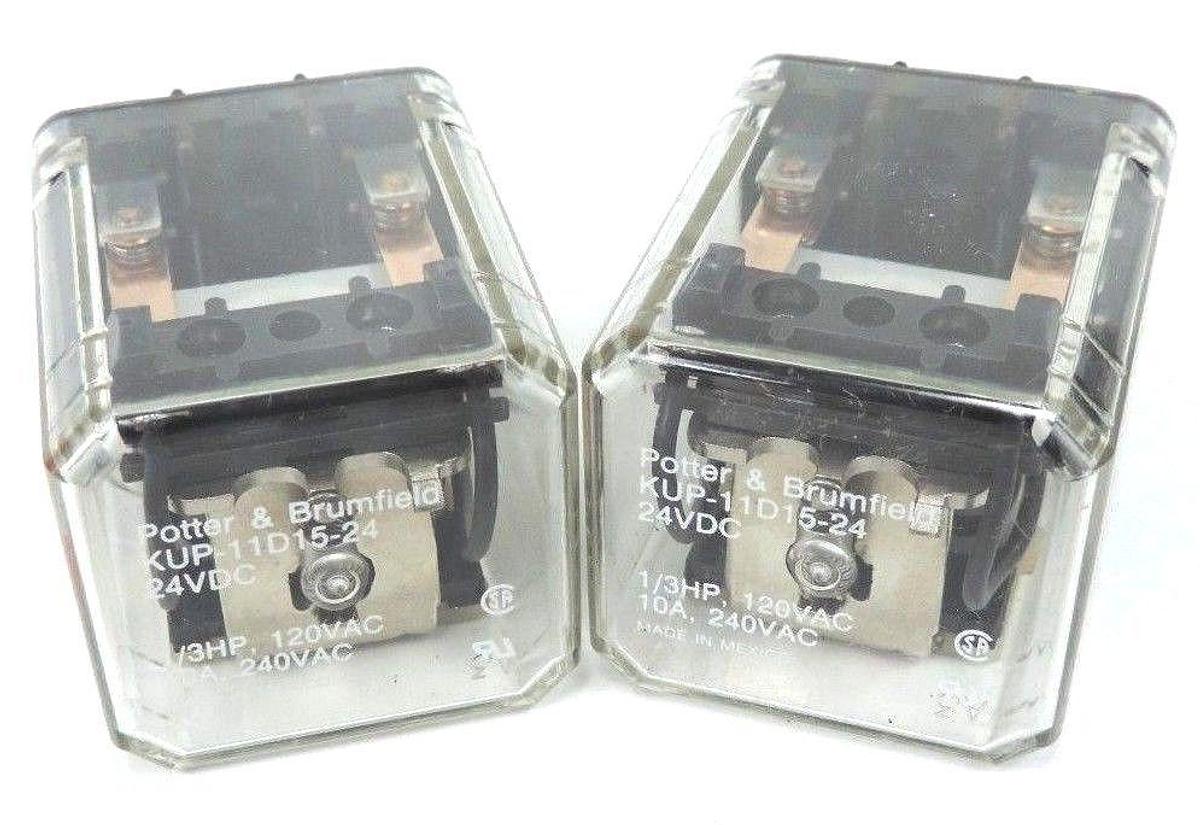 Used LOT OF 2 POTTER & BRUMFIELD KUP-11D15-24 RELAYS 24VDC KUP11D1524