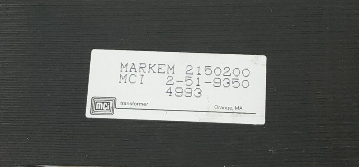 Used MARKEM 2150200 CONTROL TRANSFORMER MCI 2-51-9350